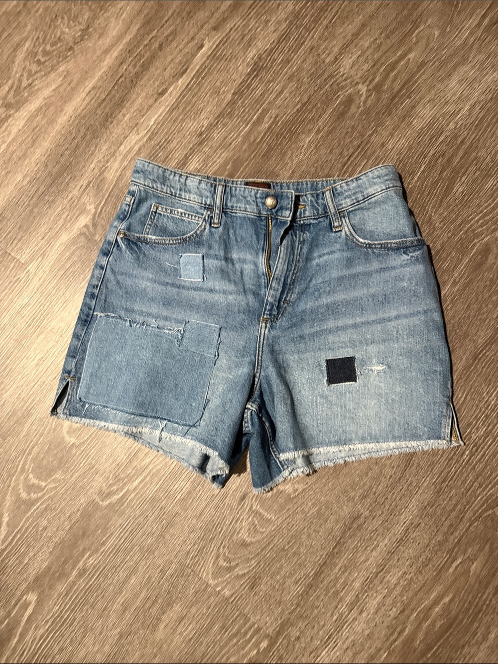 Lee Light Blue Patchwork Denim Shorts